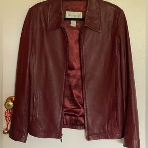 Vintage Hugo Biscotti Deep Red Leather Jacket